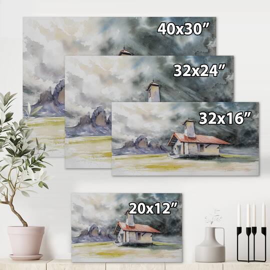 Designart - Rustic House On Mountain Top During Storm